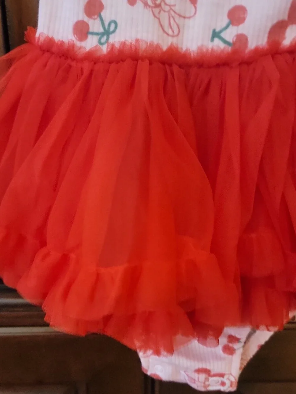 Disney Pink and Red Minnie Cherry Tulle Skirt  with Bow Set